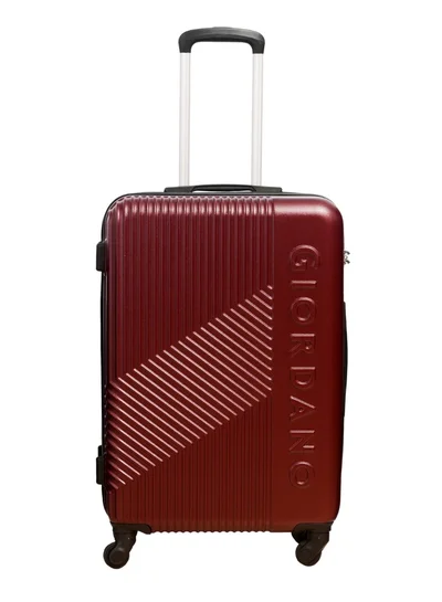 GIORDANO GIORDANO Logo Series Check-In Medium Suitcase Maroon, ABS Hard Shell Lightweight Durable 4 Wheels Luggage Trolley Bag 24" With Secure 3 Digit Number Lock.