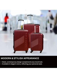 GIORDANO GIORDANO Logo Series Check-In Medium Suitcase Maroon, ABS Hard Shell Lightweight Durable 4 Wheels Luggage Trolley Bag 24" With Secure 3 Digit Number Lock.  - Image 2