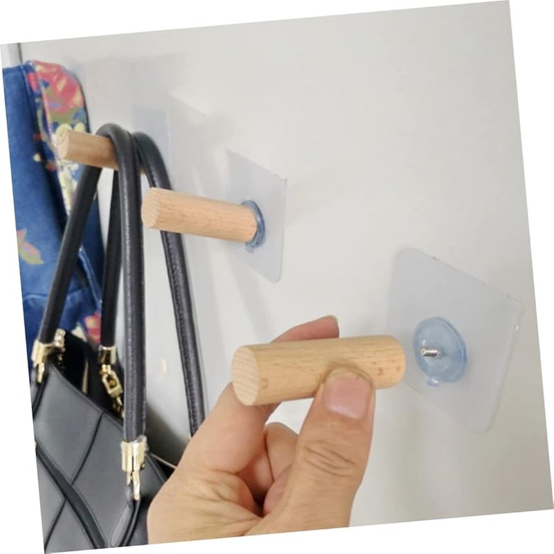 Unomor 4 قطع خطافات خشبية للقبعات مثبتة على الحائط لتعليق قبعات البيسبول - Image 3