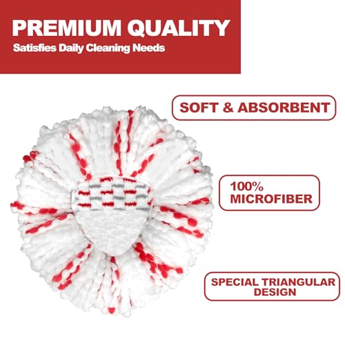 Dwavele [2026 New Version] Mop Head Replacement - 40% More Cleaning Power，3 Pack Spin Mop Replacement Head for Easy Wring 1-Tank System, Easy Cleaning, Microfiber and Machine Washable - Image 4