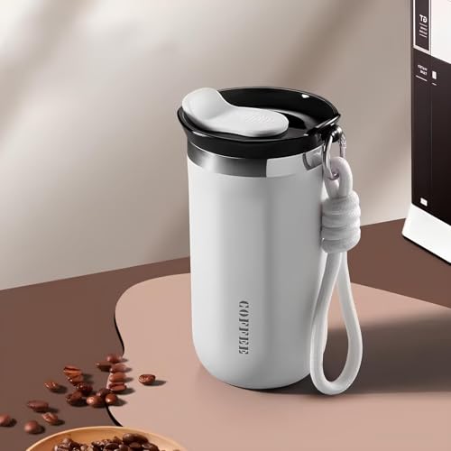 Roslen Insulated Coffee Cup with Leak Proof Lid, Double Walled Travel Mug Vacuum Insulation Stainless Steel with Leakproof Lid Reusable Cup for Coffee, Tea, Beer for Hot and Cold - Image 1
