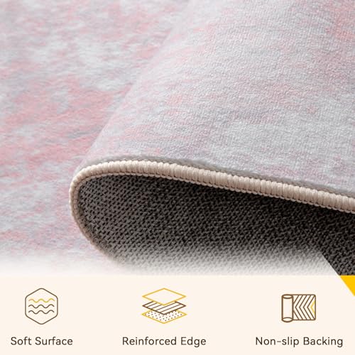 RELEANY Washable Area Rugs 6'x9' Non-Slip Modern Abstract Soft for Living Room Entryway Bedroom Nursery, Print Pattern, Grey Pink - Image 3