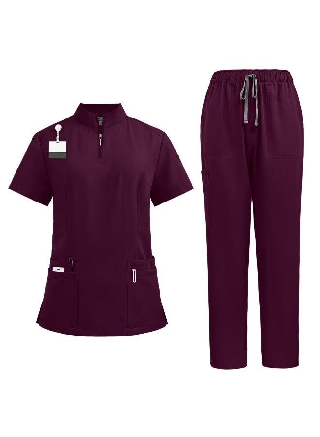 NIBEMINENT Medical Doctor Nurse Surgical Uniforms Woman Scrub Set Beauty Salon Work Wear Clinical Scrubs Top-Pants Spa Nursing Tunic Suit - Image 1