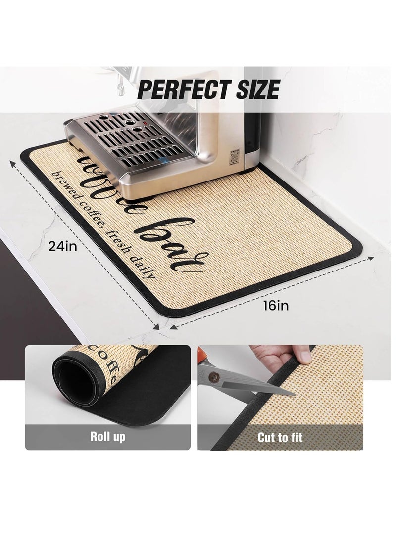 Excefore Coffee Mat Hide Stain Absorbent Drying Mat with Waterproof Rubber Backing Fit Under Coffee Maker Coffee Machine Coffee Pot Espresso Machine Coffee Accessories, 16‘’x24‘’  - Image 2