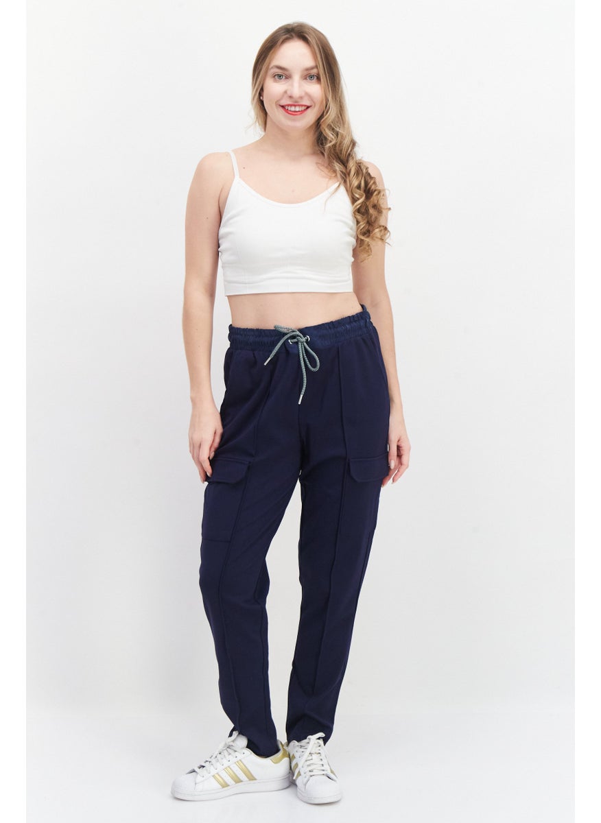 Tchibo Women Sweatpants With Cargo Pockets, Navy Blue  - Image 3