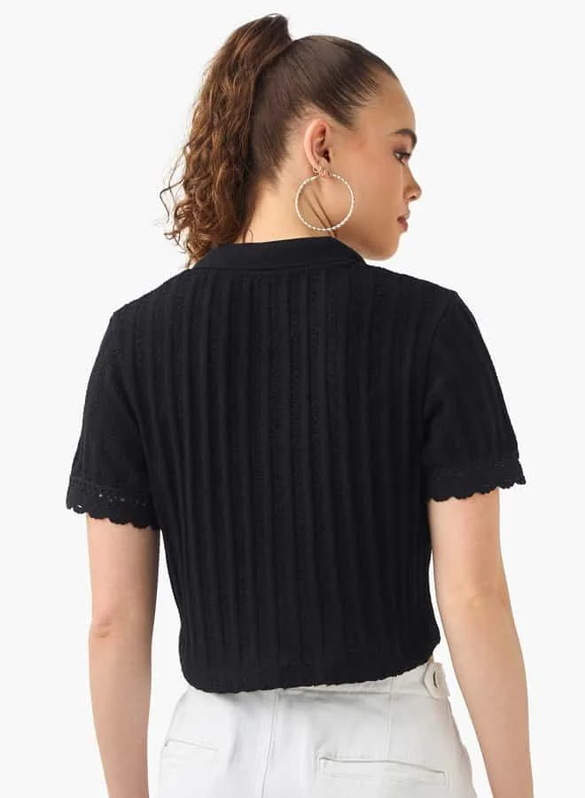 Lee Cooper Lee Cooper Textured Collared T-shirt with Short Sleeves