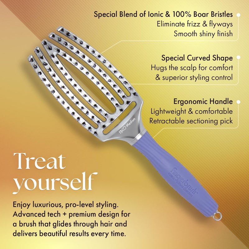 Olivia Garden FingerBrush Scalp-Hugging & Vented Combo Paddle Hair Brush (ionic & 100% boar bristles) FBCO-MD (Medium) - Image 2