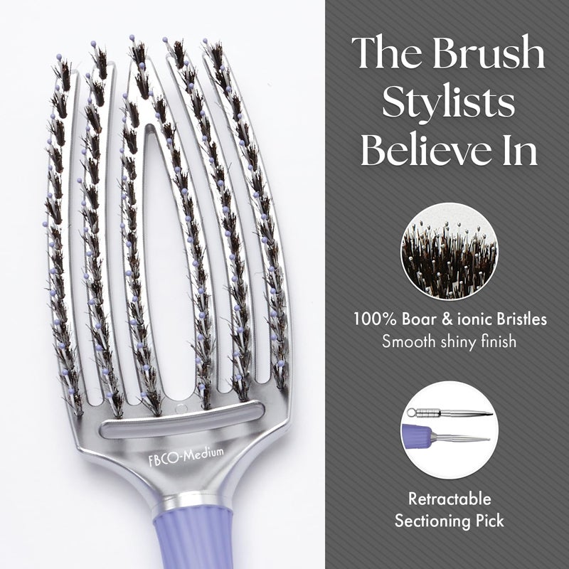 Olivia Garden FingerBrush Scalp-Hugging & Vented Combo Paddle Hair Brush (ionic & 100% boar bristles) FBCO-MD (Medium) - Image 3