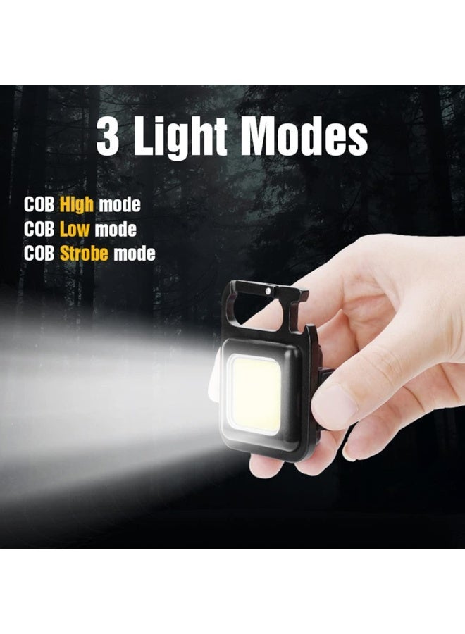 ECVV ECVV Mini Keychain LED Flashlight 800 Lumens 3 Modes Flashlight COB Bright Work Light for Camping Fishing Rechargeable Pocket Light with Bottle Opener Black - Image 5