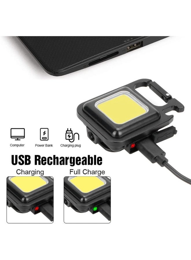 ECVV ECVV Mini Keychain LED Flashlight 800 Lumens 3 Modes Flashlight COB Bright Work Light for Camping Fishing Rechargeable Pocket Light with Bottle Opener Black - Image 3