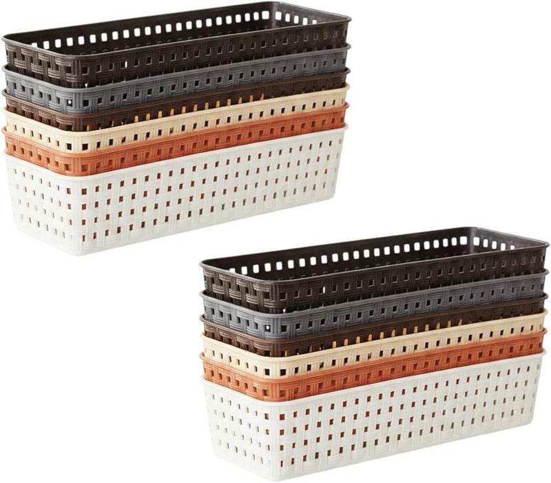 Oblivion Plastic Multipurpose Desk Organizer Tray Office Drawer Dividers Storage Bins for Kitchen, Bathroom, Office, Makeup, Bedroom Dresser, Craft Basket Rack Multicolour (12 pcs set) - Image 1