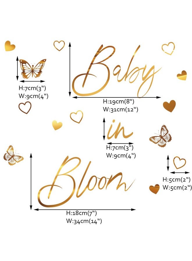 Runtoo Baby Shower Party Decal Sign Baby in Bloom Gold Gender Reveal Neutral Girl or Boy Decoration Sticker Backdrop Large Balloon Arch Wall Decor - Image 4
