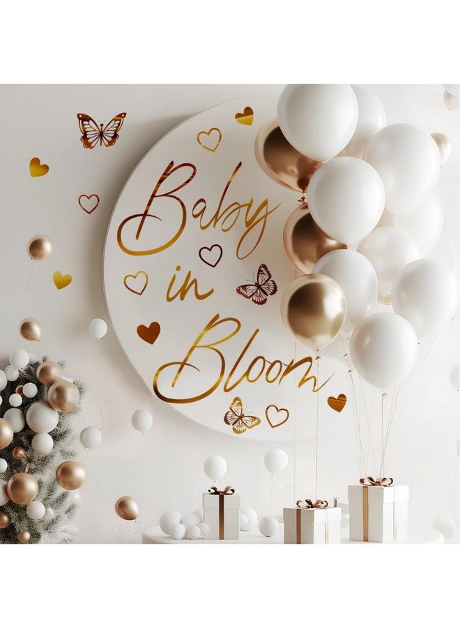 Runtoo Baby Shower Party Decal Sign Baby in Bloom Gold Gender Reveal Neutral Girl or Boy Decoration Sticker Backdrop Large Balloon Arch Wall Decor - Image 2