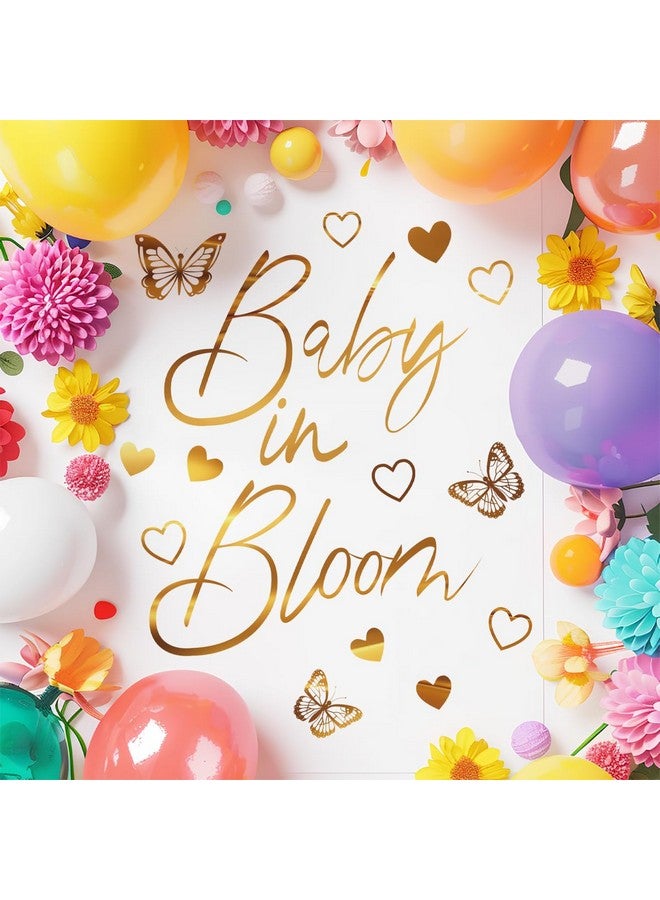 Runtoo Baby Shower Party Decal Sign Baby in Bloom Gold Gender Reveal Neutral Girl or Boy Decoration Sticker Backdrop Large Balloon Arch Wall Decor - Image 1