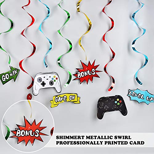 Festiko®Watercolor Video Game Hanging Swirl - 28 PCS Video Game Party Decorations for Boys Kids Game Theme Birthday Party Supplies Hanging Whirls Streamer Spiral Garlands Ceiling Decor - Image 3