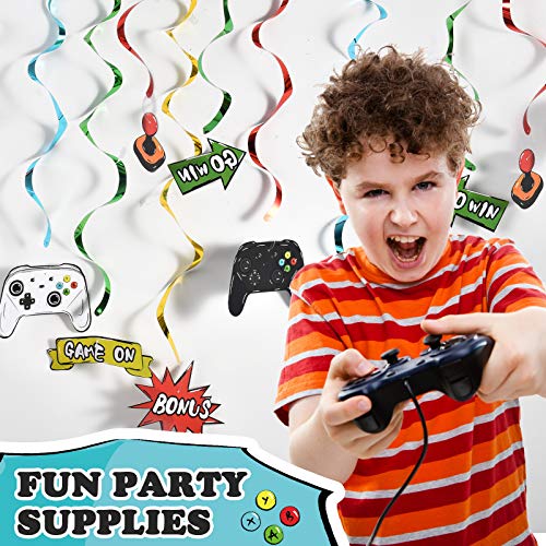 Festiko®Watercolor Video Game Hanging Swirl - 28 PCS Video Game Party Decorations for Boys Kids Game Theme Birthday Party Supplies Hanging Whirls Streamer Spiral Garlands Ceiling Decor - Image 4
