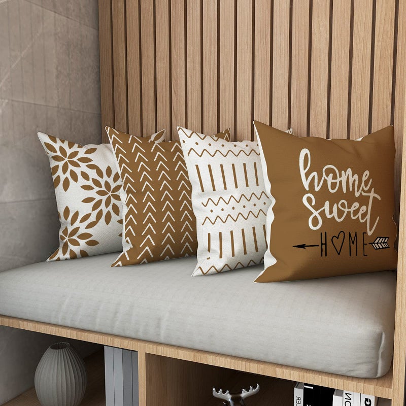YCOLL Pillow Covers 18x18 Set of 4, Modern Sofa Throw Pillow Cover, Decorative Outdoor Linen Fabric Pillow Case for Couch Bed Car 45x45cm - Image 4