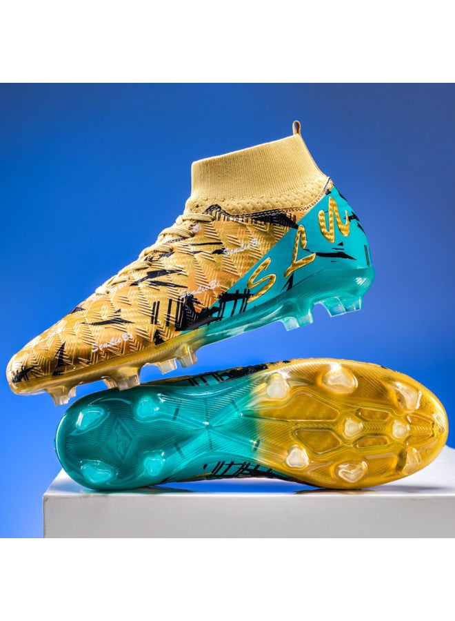 High-top Soccer Shoes For Boys And Girls, Tf Cleats For Adults, Breathable Non-slip Long-studded Professional Sports Shoes