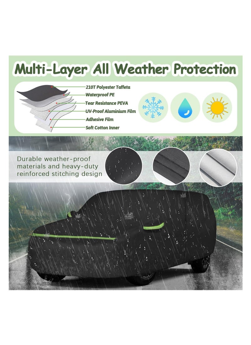 Zipporah All Weather Protection Car Cover for 2007-2023 Chevrolet Tahoe/Cadillac Escalade/GMC Yukon, 6 Layers Waterproof Coating with Reflectors, Soft Interior Lint Layer, Security Lock, Straps, Clips and Zipper (Black)  - Image 3