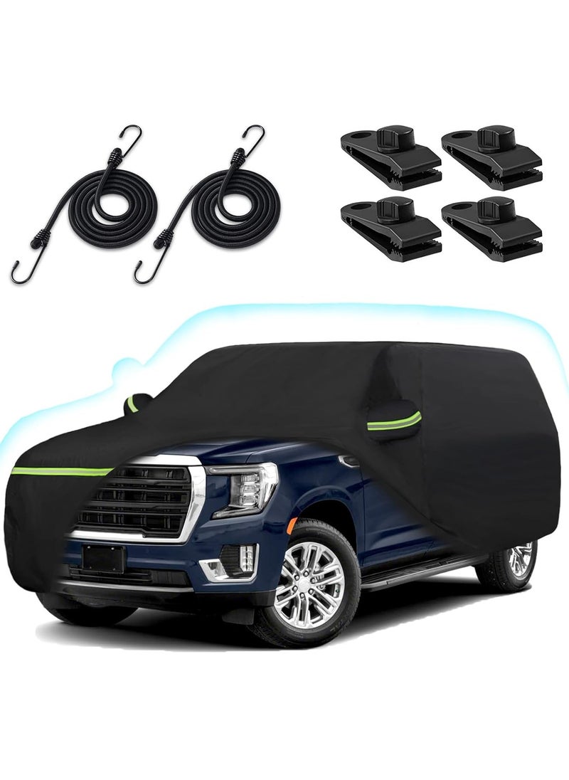 Zipporah All Weather Protection Car Cover for 2007-2023 Chevrolet Tahoe/Cadillac Escalade/GMC Yukon, 6 Layers Waterproof Coating with Reflectors, Soft Interior Lint Layer, Security Lock, Straps, Clips and Zipper (Black)  - Image 1