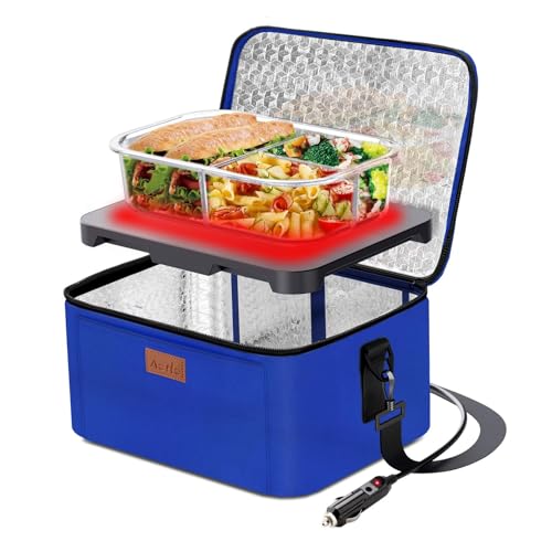 Aotto Heated Lunch Box Food Warmer - 12V/24V 2-in-1 Car Food Warmer with Vehicle Plug - Mini Portable Electric Lunch Box Heater for Men and Women - Reheat & Keep Meals Warm On the Go - Blue - Image 3