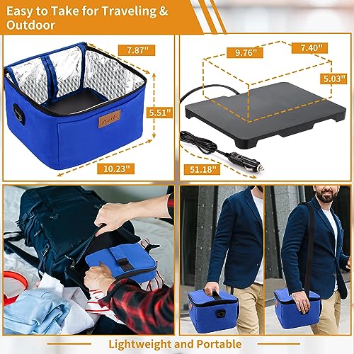 Aotto Heated Lunch Box Food Warmer - 12V/24V 2-in-1 Car Food Warmer with Vehicle Plug - Mini Portable Electric Lunch Box Heater for Men and Women - Reheat & Keep Meals Warm On the Go - Blue - Image 4