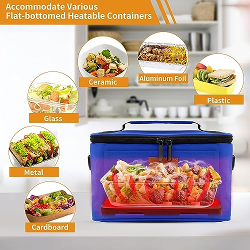 Aotto Heated Lunch Box Food Warmer - 12V/24V 2-in-1 Car Food Warmer with Vehicle Plug - Mini Portable Electric Lunch Box Heater for Men and Women - Reheat & Keep Meals Warm On the Go - Blue - Image 5