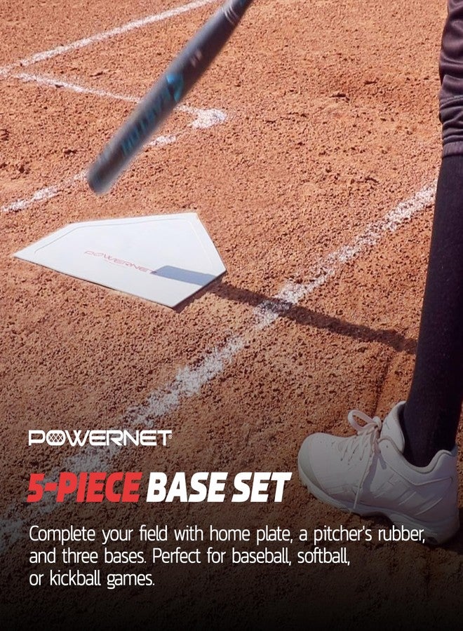 PowerNet 5-Piece Base Set for Baseball, Softball & Kickball, Flexible Anti-Slip Weather Resistant Rubber Bases for Yard Games - Image 5