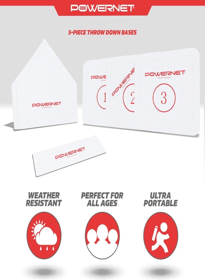 PowerNet 5-Piece Base Set for Baseball, Softball & Kickball, Flexible Anti-Slip Weather Resistant Rubber Bases for Yard Games - Image 3