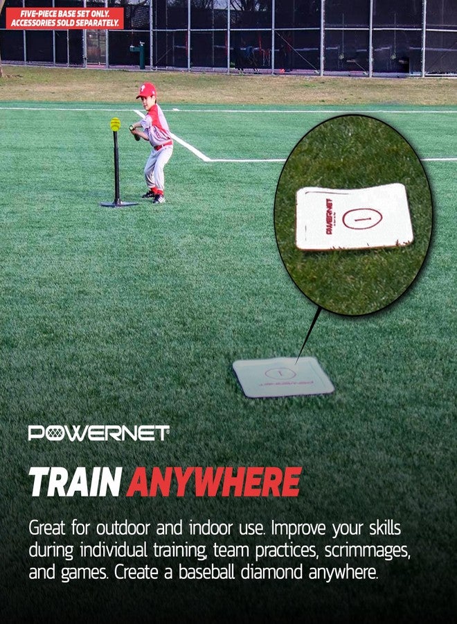 PowerNet 5-Piece Base Set for Baseball, Softball & Kickball, Flexible Anti-Slip Weather Resistant Rubber Bases for Yard Games - Image 4