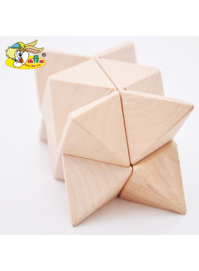 Young Dele Adult Children's Educational Wooden Unlocking Intelligence Toys Assembled Kongming Lock Luban Lock Set Six-Piece Set-Color:Kongming Lock Six-piece Set  - Image 5