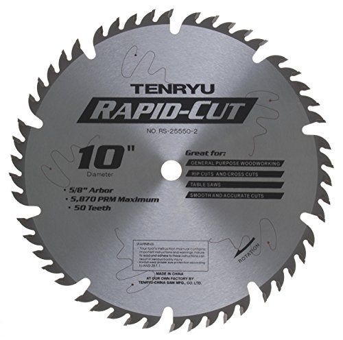 Tenryu RS-25550-2 10" Carbide Tipped Saw Blade ( 50 Tooth ATBr Grind - 5/8" Arbor - 0.125 Kerf) - Image 1