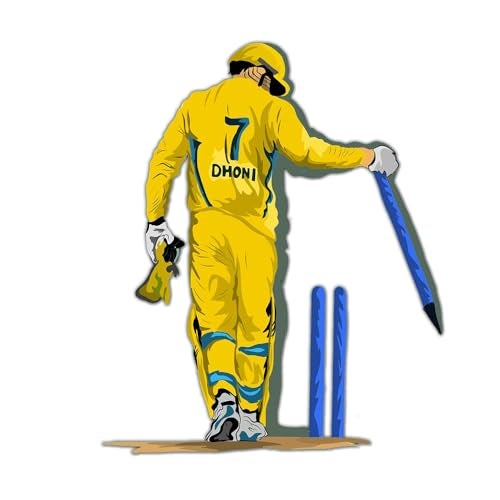 Deep Print Dhoni Acrylic Fridge Magnet, Dhoni Mahi Theme, Home Decor Gift, Birthday, Velentine, Boyfriend, Waterproof Glass-Like Finish - Image 1