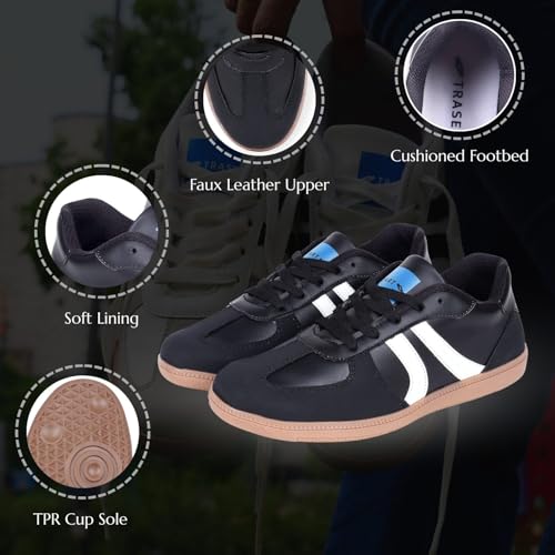TRASE Women Shoes Sneakers | Lightweight Lace-up Casual Shoes | Comfortable Fashion Sneakers | Trendy Footwear for Walking, Running, Daily Use, Outdoor Activities (Black-White, 7 UK) - Image 2