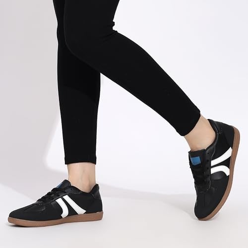 TRASE Women Shoes Sneakers | Lightweight Lace-up Casual Shoes | Comfortable Fashion Sneakers | Trendy Footwear for Walking, Running, Daily Use, Outdoor Activities (Black-White, 7 UK) - Image 3
