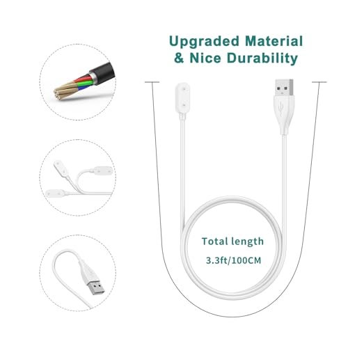 Meliya Charging Cable for Huawei Band 10 9 8 7 6/ Honor Band 6 / Watch ES/Watch FIT，Fast USB Smart Watch Charging Cable Cord 3.3ft (100cm),White - Image 4