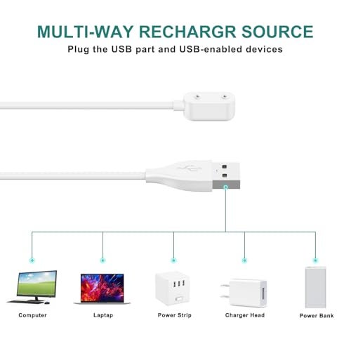 Meliya Charging Cable for Huawei Band 10 9 8 7 6/ Honor Band 6 / Watch ES/Watch FIT，Fast USB Smart Watch Charging Cable Cord 3.3ft (100cm),White - Image 3