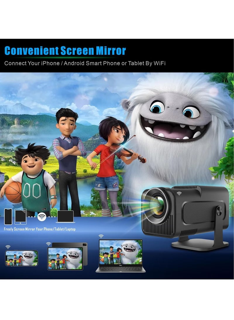 JAJEEK Mini Projector HY320 | 4K FHD 1080P Smart Projector with Auto Keystone & 10000 Lumens | WiFi 6, BT 5.0, 180° Rotation, Built-in Android 11.0, Portable Outdoor Projector | EU Plug  - Image 5