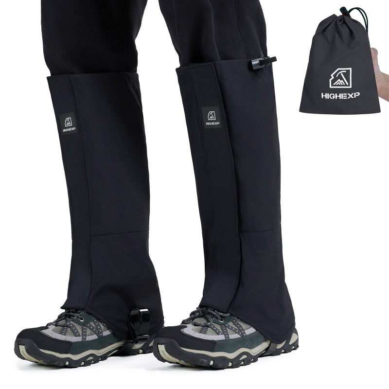 HIGH EXPERIENCE Leg Gaiters 100% Waterproof Adjustable Shoe Snow Boot Guard Gators for Hiking Shoe Cover Hunting Snowshoeing Climbing Walking for Women Men (Black) - Image 1