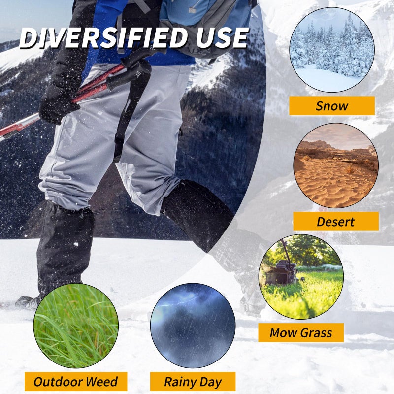 HIGH EXPERIENCE Leg Gaiters 100% Waterproof Adjustable Shoe Snow Boot Guard Gators for Hiking Shoe Cover Hunting Snowshoeing Climbing Walking for Women Men (Black) - Image 3
