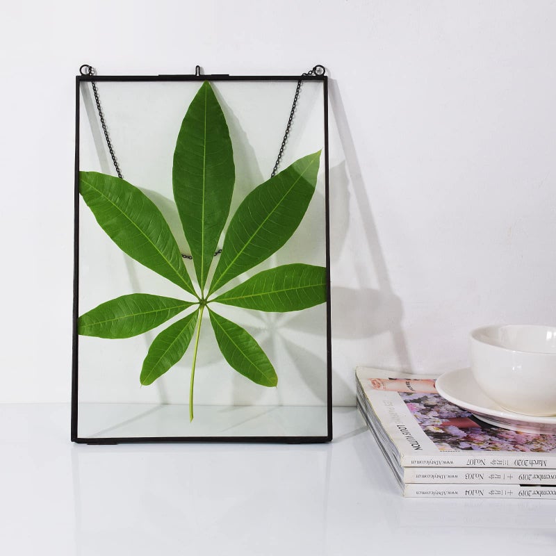 TLBTEK 8X12inch Picture Frames Brass Hanging Double Glass Frame for Pressed Flowers Clear DIY Vintage Artwork Display Frame Wall Mounted Photos Frame (8x12 Inch-Vertical(Black)) - Image 4