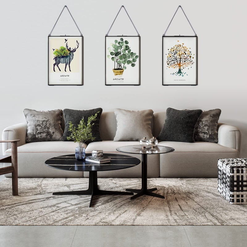 TLBTEK 8X12inch Picture Frames Brass Hanging Double Glass Frame for Pressed Flowers Clear DIY Vintage Artwork Display Frame Wall Mounted Photos Frame (8x12 Inch-Vertical(Black)) - Image 5