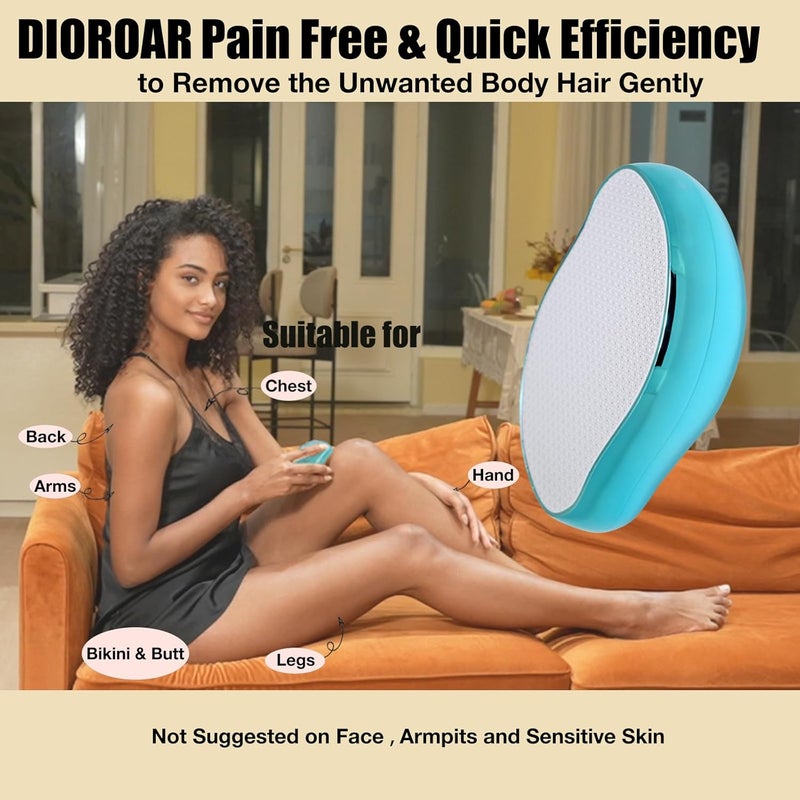 DIOROAR ممحاة الشعر الكريستالية، مزيل الشعر الكريستالي المطور، جهاز إزالة الشعر بالنانو الزجاجي الفيزيائي، مزيل الشعر غير المؤلم ومقشر للبشرة للحصول على بشرة ناعمة وسريعة (أزرق محيطي) - Image 4
