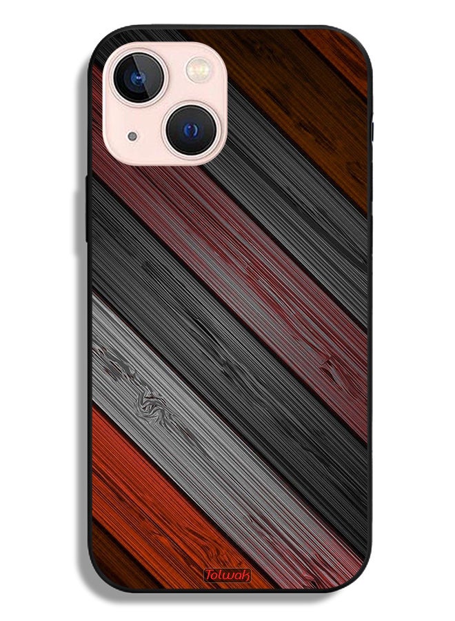 Tolwak Apple iPhone 13 mini Protective Case Colored Wooden Pattern - Image 2
