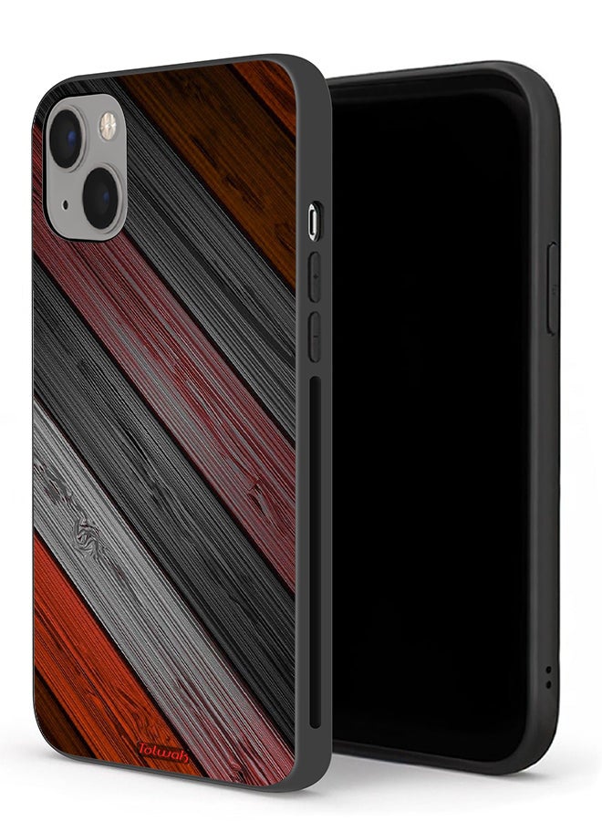 Tolwak Apple iPhone 13 mini Protective Case Colored Wooden Pattern - Image 1