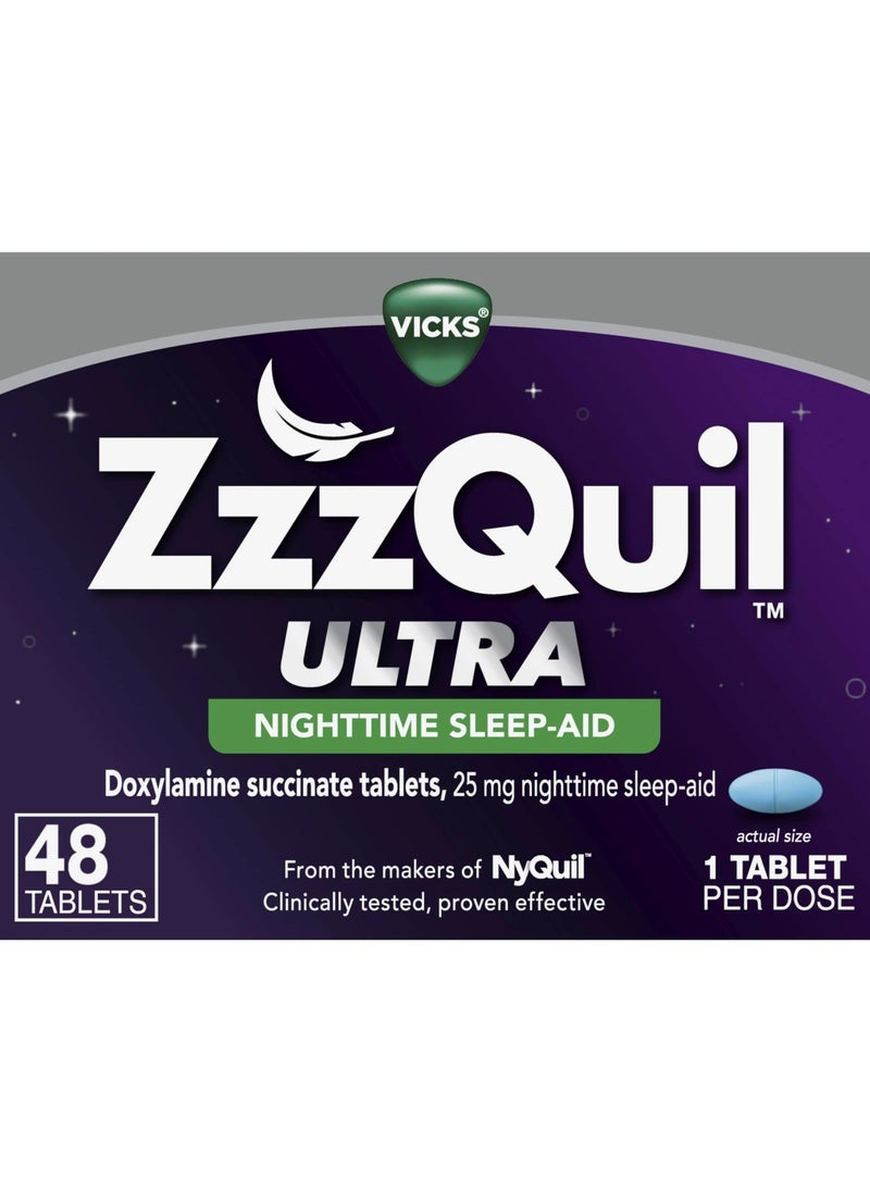 Vicks Nighttime Sleep Aid 25 mg 48 Tablets  - Image 1