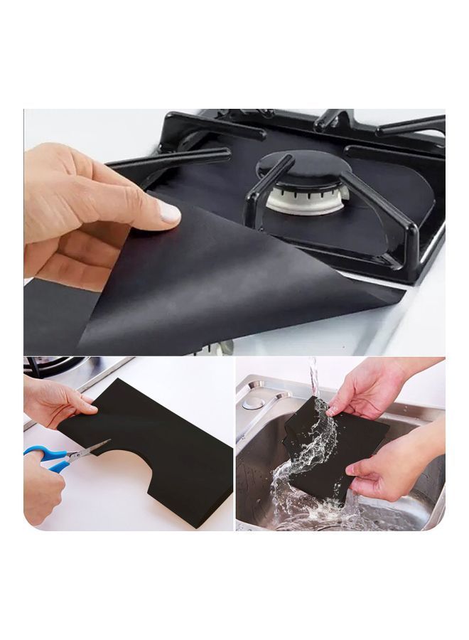 NIBEMINENT 4-Piece Gas Stove Cleaning Pad Set Black 270x270x21millimeter - Image 2