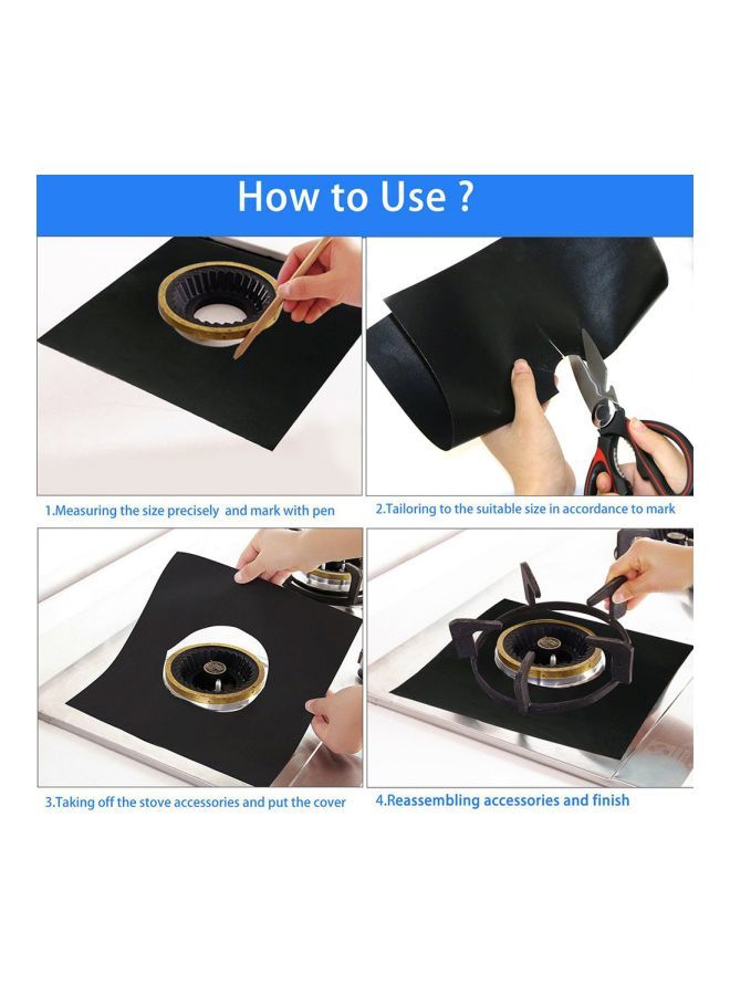 NIBEMINENT 4-Piece Gas Stove Cleaning Pad Set Black 270x270x21millimeter - Image 3