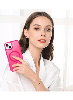 BENTOBEN جراب BENTOBEN المغناطيسي لهاتف iPhone 13 وiPhone 14 [متوافق مع Magsafe] جراب هاتف شفاف غير لامع لهاتف iPhone 13/14، غطاء واقٍ نحيف مقاوم للصدمات للنساء والرجال لهاتف iPhone 13/14 مقاس 6.1 بوصة، وردي ساخن  - Image 3