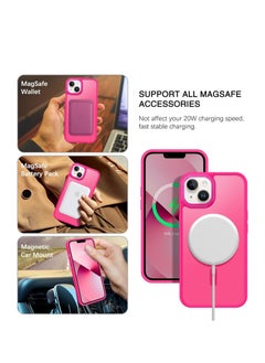 BENTOBEN جراب BENTOBEN المغناطيسي لهاتف iPhone 13 وiPhone 14 [متوافق مع Magsafe] جراب هاتف شفاف غير لامع لهاتف iPhone 13/14، غطاء واقٍ نحيف مقاوم للصدمات للنساء والرجال لهاتف iPhone 13/14 مقاس 6.1 بوصة، وردي ساخن  - Image 2